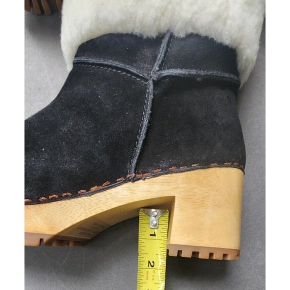 Mia Clogs Suede Ankle Boots Sheepskin Wood Size 9 Jildie - Picture 10 of 16